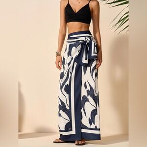 Commense Floral Print Tie-Waist Skirt size medium